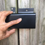 Locking Long Throw Gate Lock - 50mm demonstrating when covered with Mk7-T left side anti lift restricting lock picking, crow bar, screwdrivers and cordless angle grinders attacks