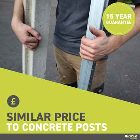 Image Contractor holding concrete and steel DuraPost Similar Price To Concrete Posts 15 year guarantee