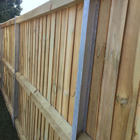 Typical DuraPost closeboard fencing with galvanised classic post 