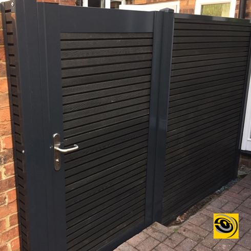 DuraPost gate and urban composite panels installed